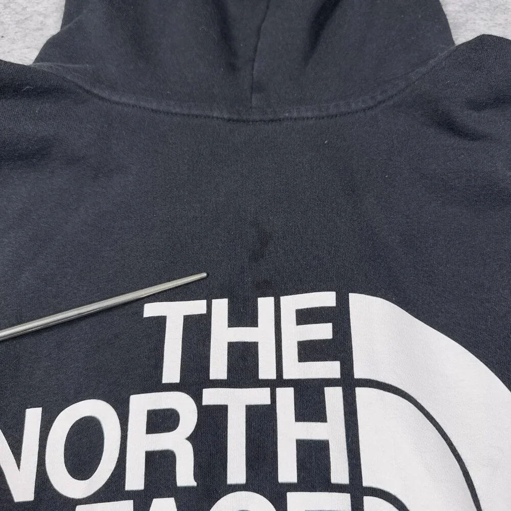 North Face Hoodie Mens Medium Black Spell Out Graphic Full Zip - Picture 5 of 16